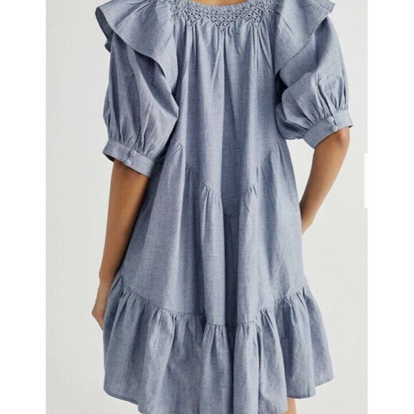 Free People Amelie Denim Mini Dress Indigo S women blue color dress - Picture 4 of 4